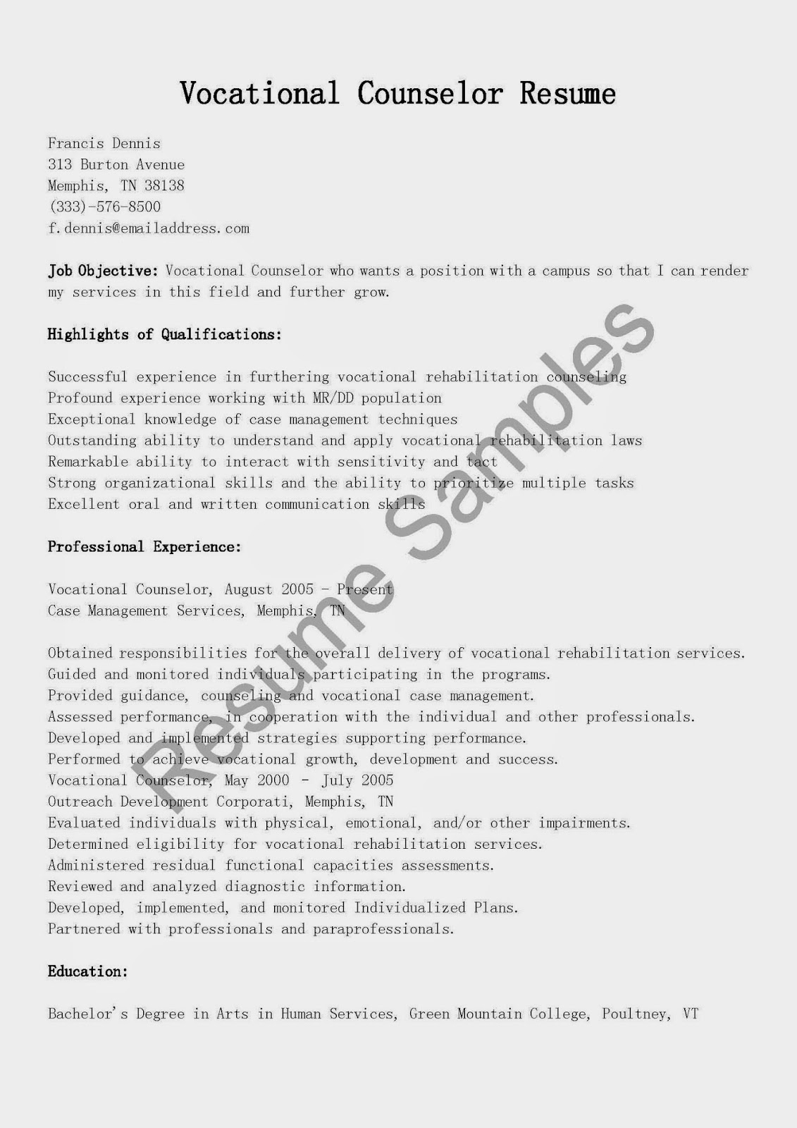 Sample resume admissions counselor